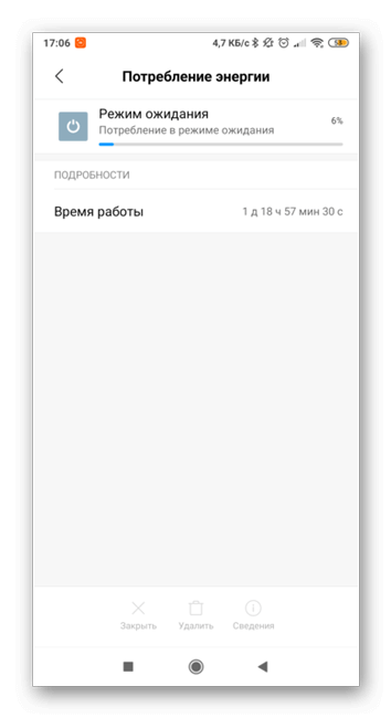 Потребление энергии режимом ожидания на Андроид