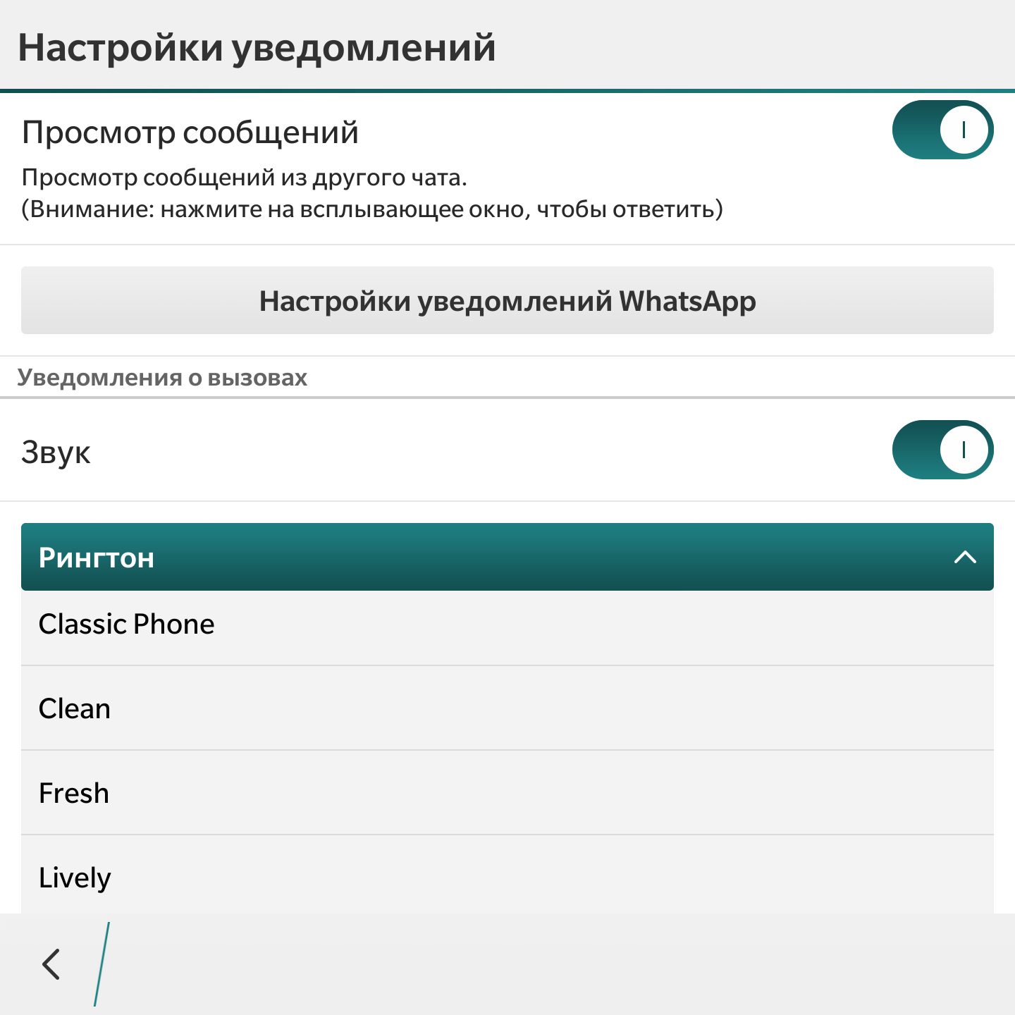 WHATSAPP настройки