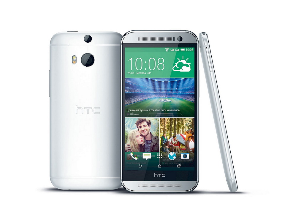 HTC One (M8) Dual Sim Silver-экран задняя панель и вид сбоку