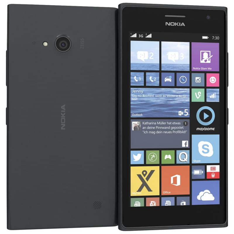 Nokia Lumia 730-два ракурса черный цвет