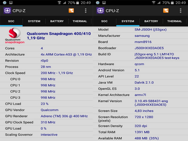 Samsung Galaxy J5 - Тесты производительности - Скриншот