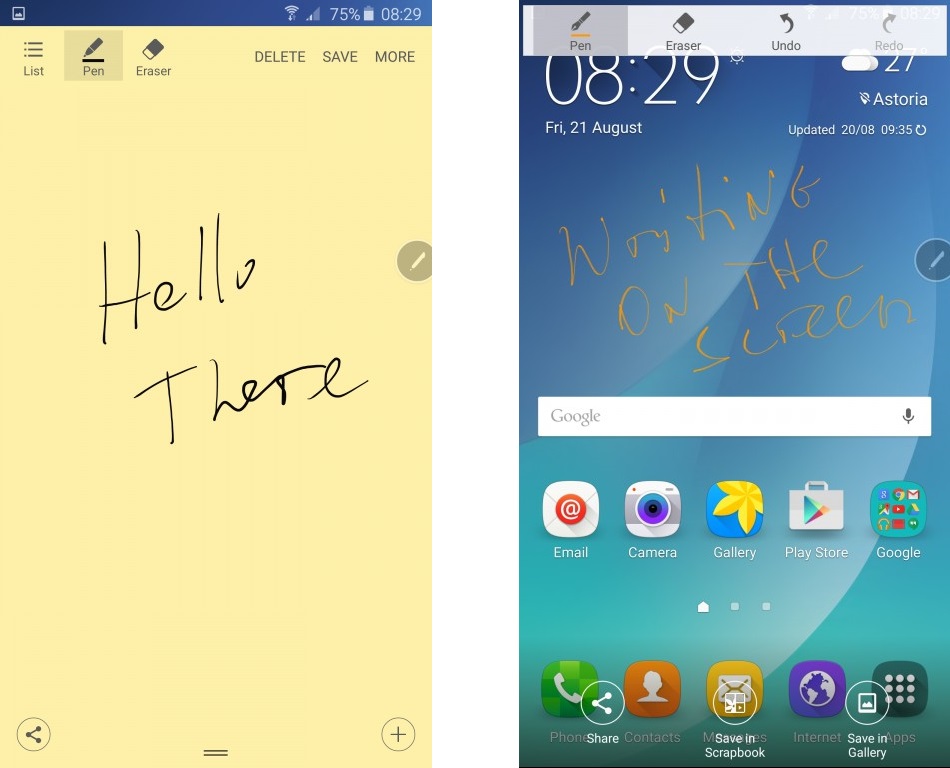 Samsung Galaxy Note 5-заметки скриншот