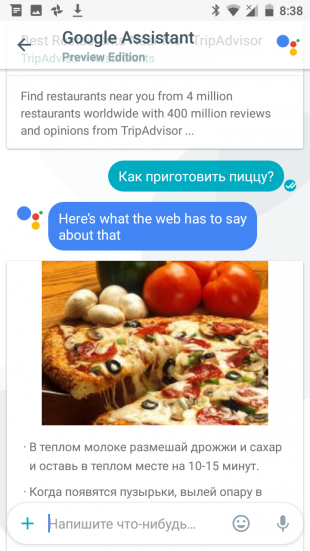 Google Allo: ответ на вопрос пользователя