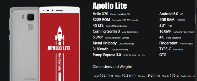 Apollo Lite: технические харкетеристики