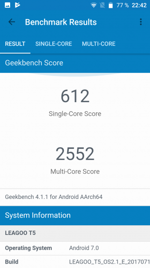 Leagoo T5 Geekbench 0