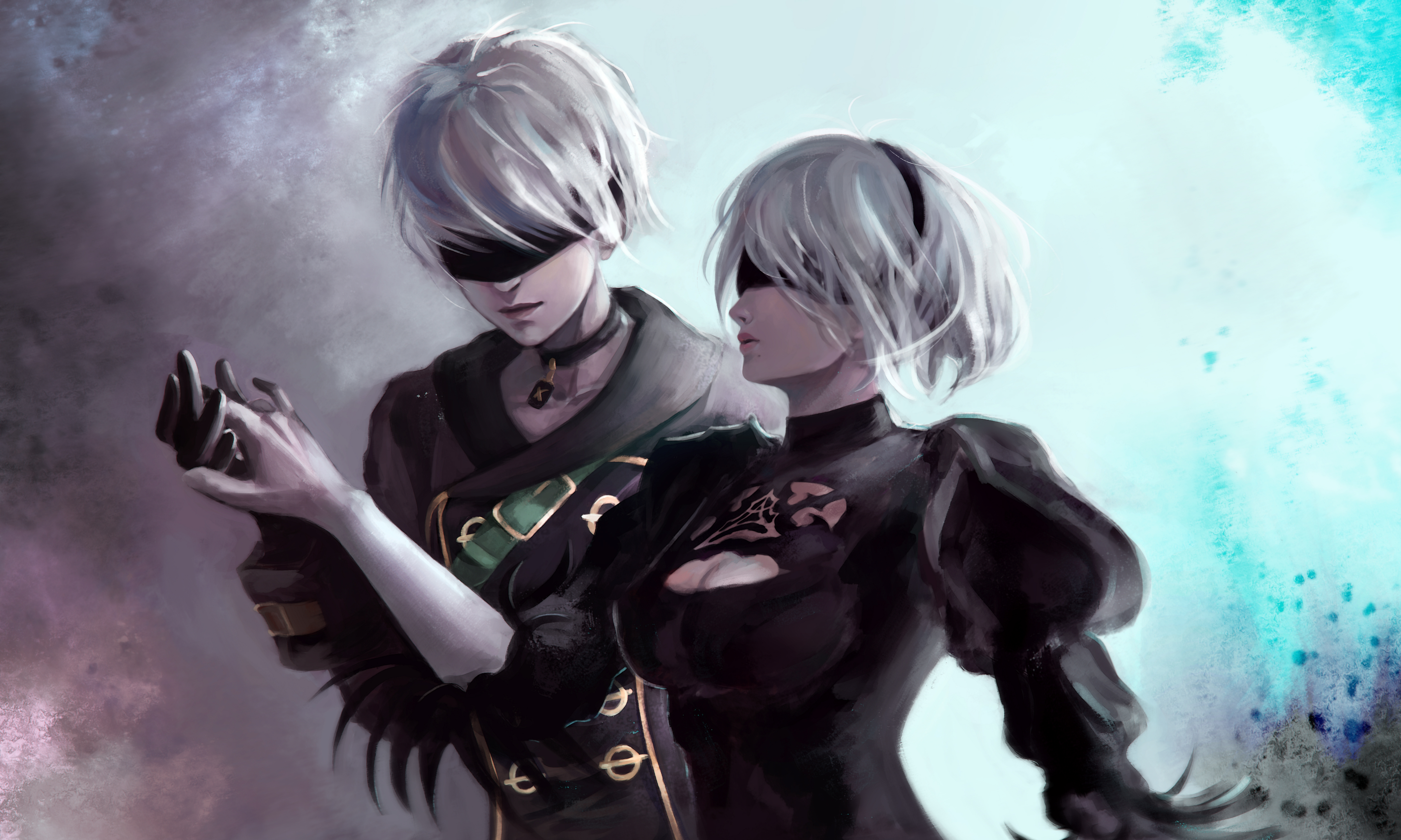 Картинки 2 b. 2s NIER. 9с ниер автомата. 2b NIER Automata арт парные. 2b x 9s.