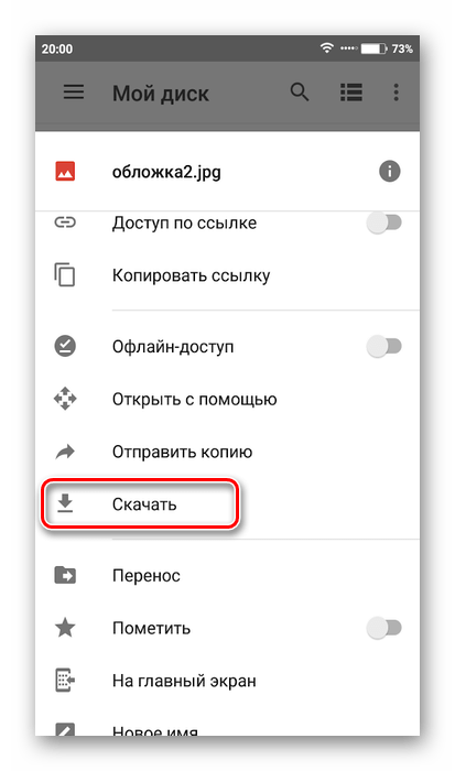 Скачивание картинки из Google Drive на Android