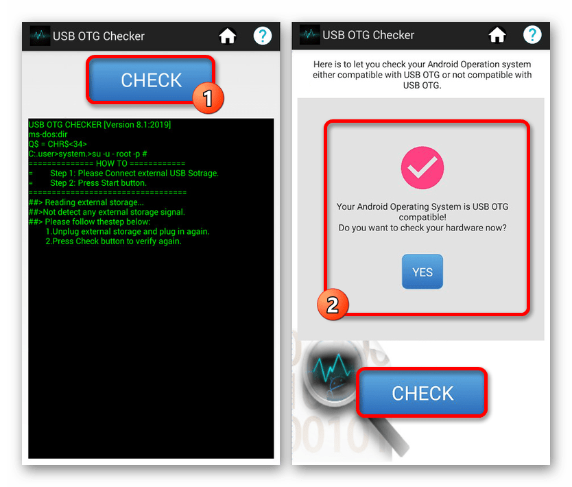 Успешная проверка в USB OTG Checker на Android