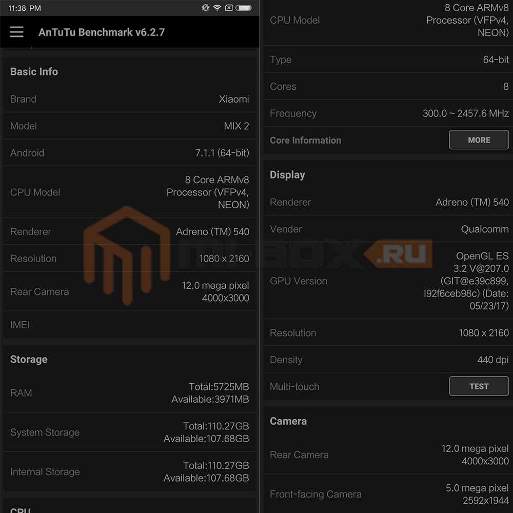 Обзор Xiaomi Mi Mix 2 - технические характеристики AnTuTu