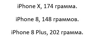 какой вес у iPhone X и iPhone 8?