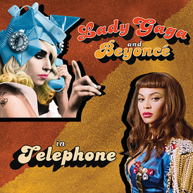 Обложка сингла Леди Гаги при участии Бейонсе «Telephone» ()