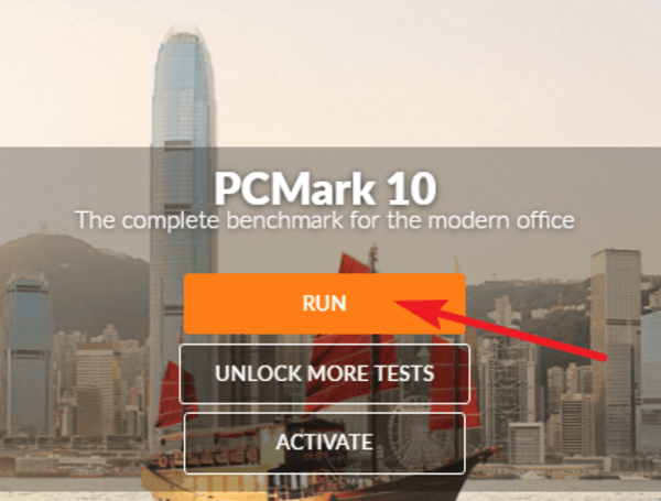 Запуск тестирования компьютера в PCMark 10