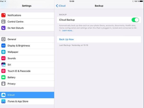 Резервное копирование iPad в iCloud