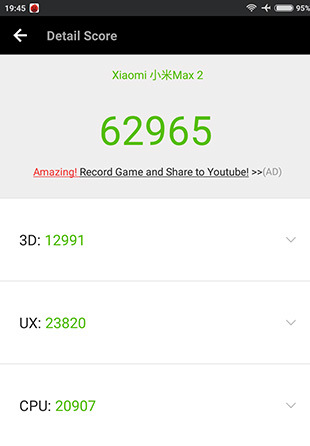 Результаты теста по AnTuTu для Xiaomi Mi Max 2